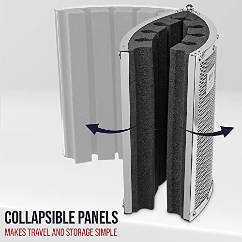 LyxPro VRI-30 Sound Absorbing and Vocal Booth Recording Microphone Isolation Shield Panel for Home Office and Studio Portable & Foldable Stand Mount Adjustable
