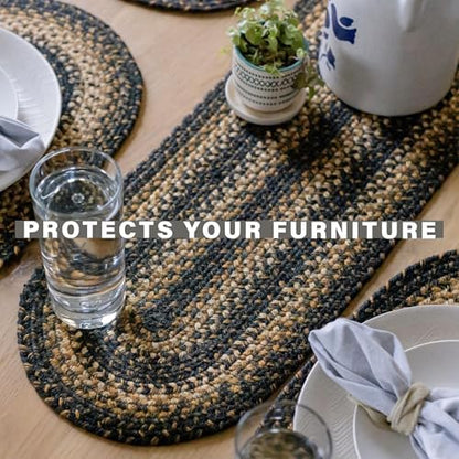 Homespice Kilimanjaro Jute Braided Table Runner, Oval 8x28 Set of 2