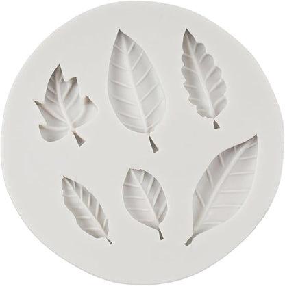 Leaf Silicone Mold Maple Leaf Fondant Mold Rose Leaf Molds Fern Leaves Candy Molds For Cake Decoration Cupcake Topper Chocolate Polymer Clay Gum Paste Set of 6