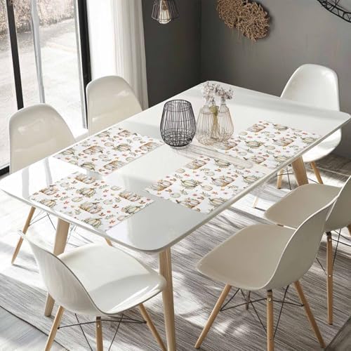 Fall Floral Leaves Placemats Set of 6, Thanksgiving Pumpkins Heat Resistant Washable Table Place Mats Boho Cotton Table Linens Party Holiday Decorations for Home Kitchen Dining Table Outdoor Indoor,