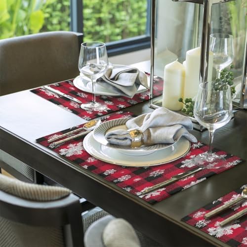 Placemats Set of 6 Washable Linen Place Mats Cloth Table Mats 12x18 Inch