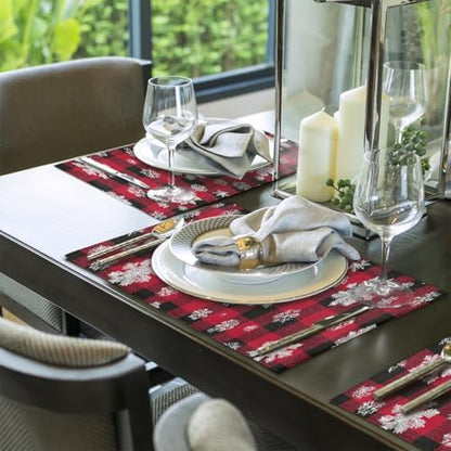 Placemats Set of 6 Washable Linen Place Mats Cloth Table Mats 12x18 Inch