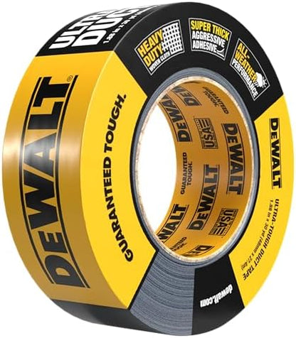 DEWALT Ultra Tough Duct Tape, 1.88 in x 30 yd, Heavy Duty, Ultra Strong, Aggressive Adhesive, All-Weather, Single Roll, Black