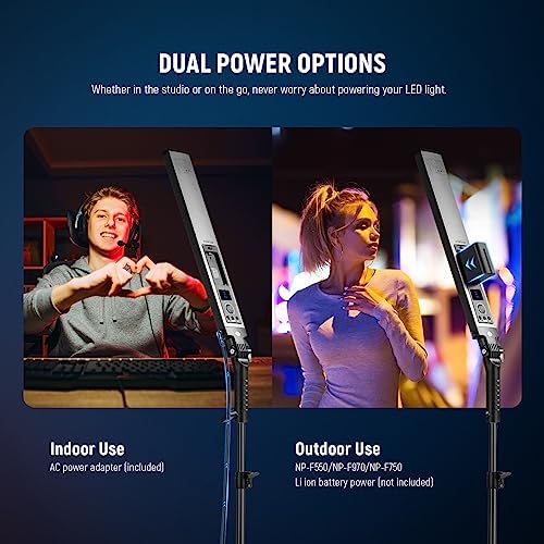 NEEWER Upgraded LED Video Light Stick & 2.4G Remote Kit, 2 Pack Handheld Dimmable 3200K~5600K CRI97+ Video Lighting with Stands/Filters/Bag for YouTube Video Recording Photography Gaming, BH20B Black