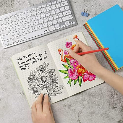 24 Pack College Ruled Notebook & Journal Bulk, Multi Cover, Line Thick Paper, A5 Size, 5.5x8.3 inch, 60 Page, Small Subject Composition Note Pad Set for Women Men Kids Traveler Student Office