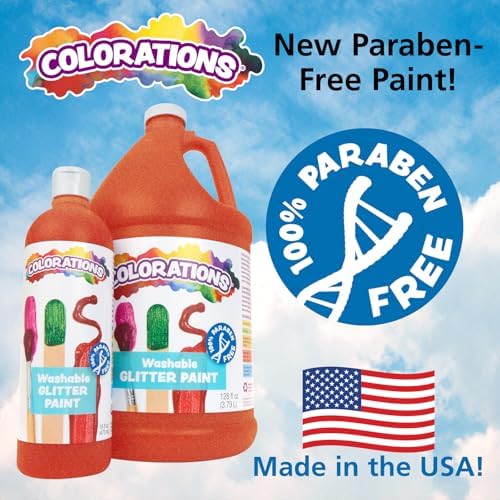 Colorations Paraben-Free Washable Red Glitter Paint, 1 Gallon