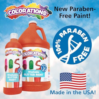 Colorations Paraben-Free Washable Green Glitter Paint, 1 Gallon