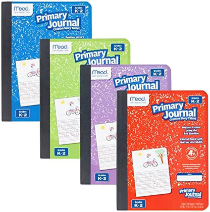 Mead Primary Journal Creative Story Tablet Composition Notebook, 7.5" x 9.75", Grades K-2, 100 Sheets, 12 Pack, Assorted Colors (610052-ECM)