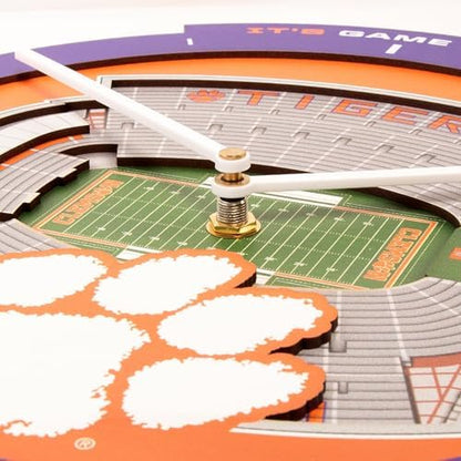 YouTheFan NCAA Clemson Tigers StadiumView 3D Wall Clock