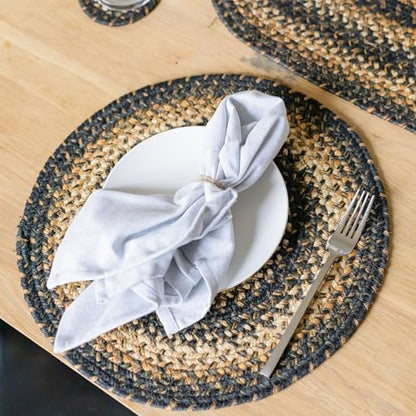 Homespice Kilimanjaro Jute Braided Placemats, Round 15" Set of 6