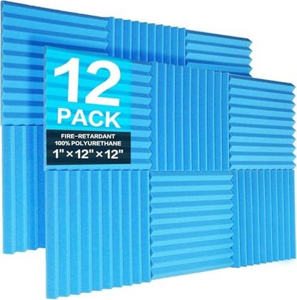 JBER 12 Pack Acoustic Foam Panels, Wedges Sound Proof Foam Panels for Walls