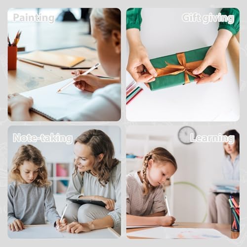 24PCS White Colored Pencils with Eraser Pre Sharpened Pencil 2 HB - Ideal for Checking, Grading, Tests & Office/School Supplies (White)