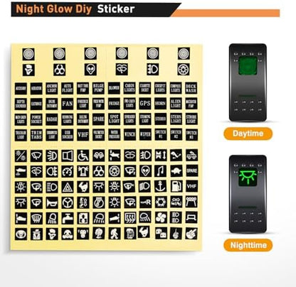 Nilight 8 Gang Rocker Switch Panel 5Pin On Off Toggle Switch Aluminum Holder 12V 24V Dash Pre-Wired Green Backlit Switches for Automotive Cars Marine Boats RVs Truck, 2 Years Warranty
