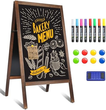 A Frame Chalkboard Sign, 40" x 20" Extra Large Wooden A-Frame Sign Board