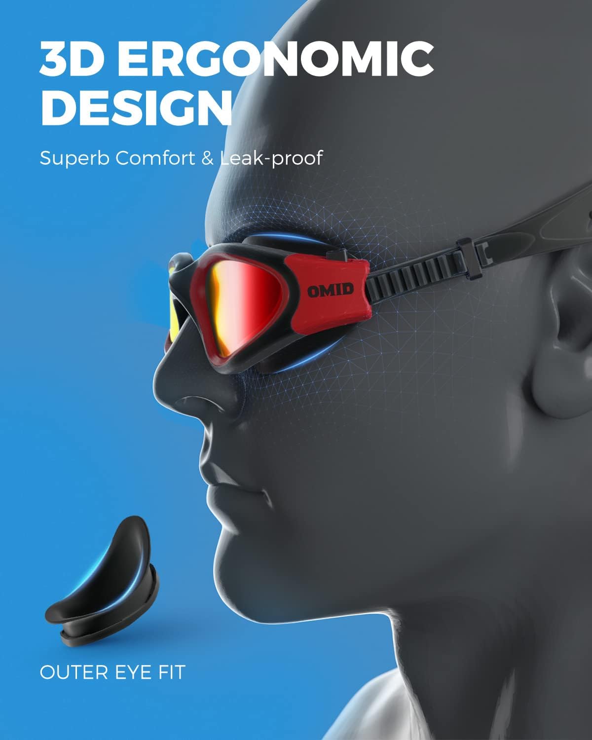 OMID Swim Goggles, P2 Polarized Swimming Goggles for Men Anti-fog Goggles Swimming for Adult Women