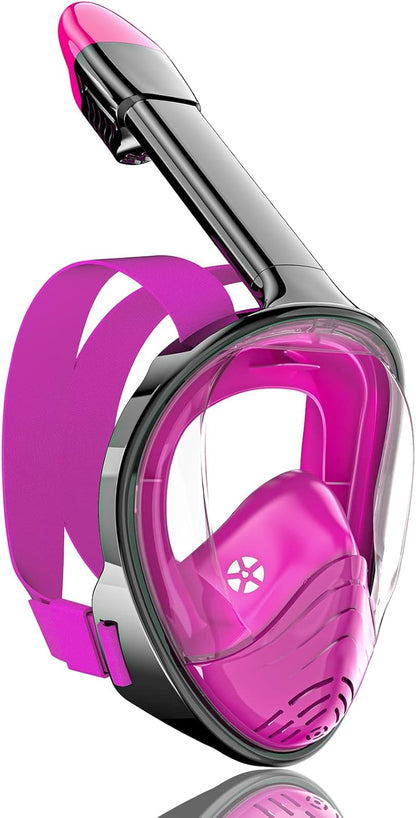 QingSong Full Face Snorkel Mask for Adults, Snorkeling Gear with Camera Mount, 180 Degree Panoramic View Snorkel Set Anti-Fog Anti-Leak