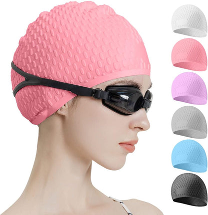 Tripsky Silicone Swim Cap,Comfortable Bathing Cap Ideal for Curly Short Medium Long Hair, Swimming Cap for Women and Men, Shower Caps Keep Hairstyle Unchanged…