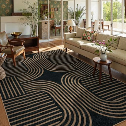 Lahome Modern Geometric Easy Jute Rug, 6x9 Area Rugs for Living Room
