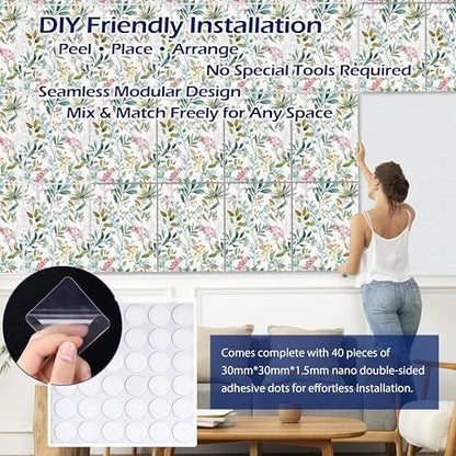 PINWELIFE® Acoustic Art Tiles – 8-Pack 12"x16" Sound Absorbing Panels, Seamless Wallpaper-Style Decorative Acoustic Wall Art, Echo Reduction for Home Studio/Office, Nano Tape Included