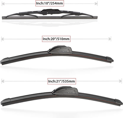 Windshield Wiper Blades Replacement for Honda CRV CR-V 2002 2003 2004 2005 2006 Original Factory Quality Front Rear Wipers Blade Set for My Car - 21" 20" 10" (Pack of 3)