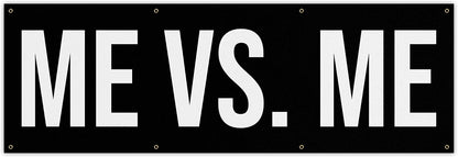 Damdekoli Me Vs Me Banner - Motivational Home Gym Decor - Large Quote Wall Art - Weightlifting - Inspirational (120 x 40 Inches)