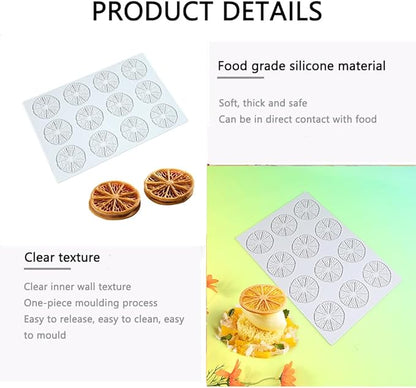 Hollow 3D Leaf Tuille Lace Silicone Cake Moulds, Molds Silicone Baking Fondant Tuile Molds, Polymer Clay Mold for Baking, Clay, Resin, Sugar Craft, Dessert Cake Decoration (1pcs Lemon Slices Mold)