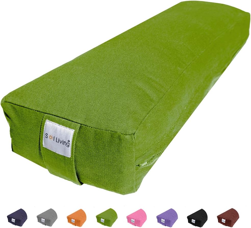 Sol Living Yoga Bolster Pillow Rectangular Meditation Cushion Cotton Meditation Accessories for Restorative Yoga Meditation Pillow Yoga Pillow Firm Body Pillow Bolster Pillow for Legs Removable Cover