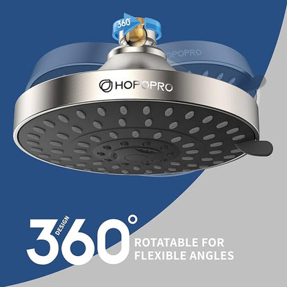 HOPOPRO 5-Mode High Pressure Shower Head - The Washington Post, NBC News, Today TV Show Recommended - High Flow Fixed Showerheads (6 Inch Brushed Nickel)