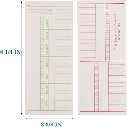 1000PCS Time Cards for Employees Weekly, 2 Sided Time Sheets, 3-3/8" x 8-1/4", Green/Red