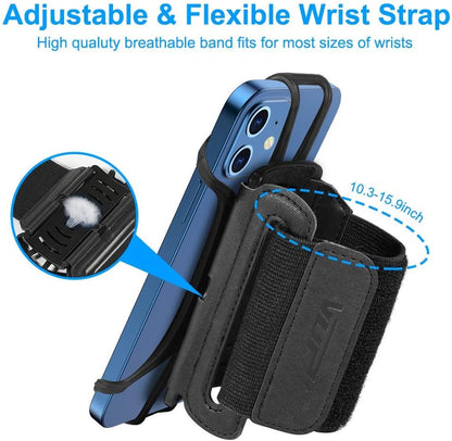 VUP Wristband Phone Holder, 360° Rotatable Forearm Armband for iPhone 15/14/13/Pro Max/Pro/Mini/12/11/SE 2020/Xs/XR/X/8/7/Plus, Fits All 4-6.7 Inch Smartphones (Black-Small)