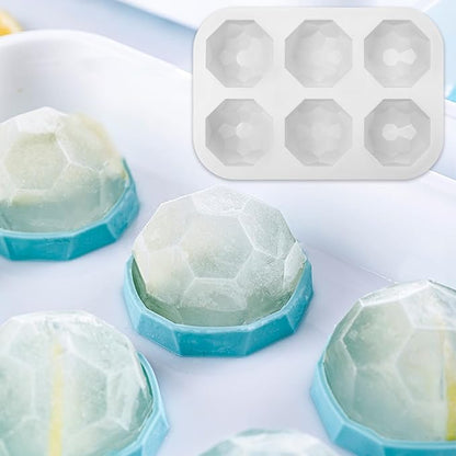 2 Pcs Diamond Ball Cake Silicone Molds, 3D Geometric Half Ball Mousse Cake Baking Molds, Silicone Pastry Chocolate Molds for Cake Decoration French Dessert Truffle Jelly Pudding (6-Cavity)