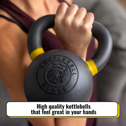 Kettlebell Kings Powder Coated Kettlebell Weights 5-90 LB | Workout Gym Equipment & Strength training sets for Women & Men | Durable Coating for Grip Strength, Rust Prevention