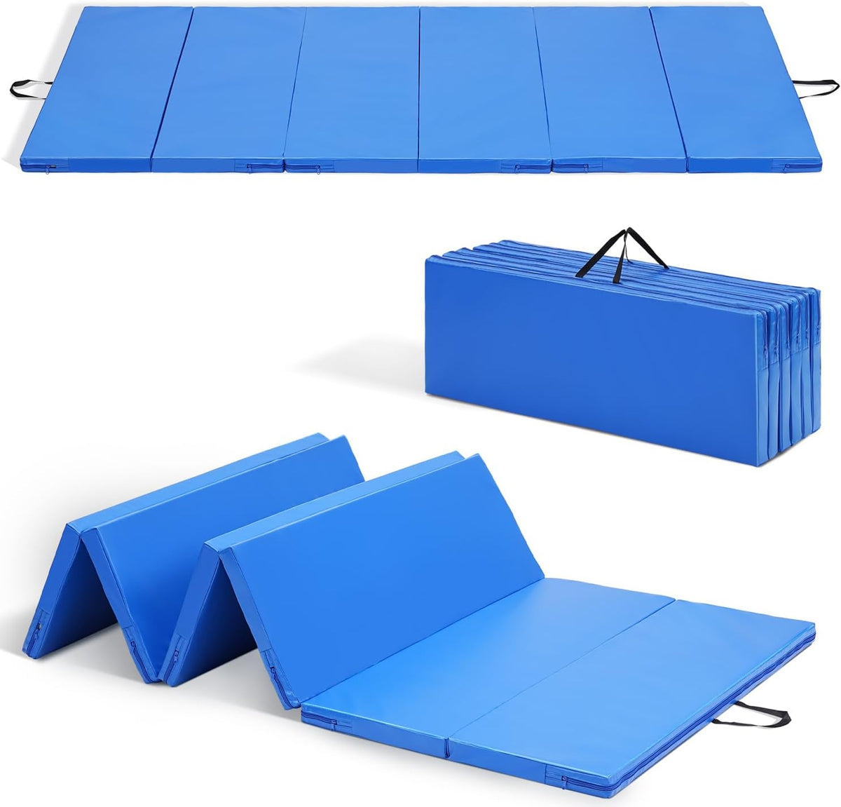 ZENOVA Gymnastics Mat 6'x3'x2''/4'x8'x2'' Exercise Mat Gym Mat for Home Aerobics Workout Foldable Tumbling Mat Children Gifts