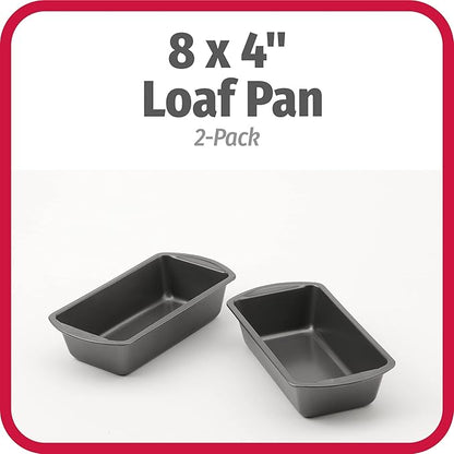 GoodCook Nonstick Loaf Pan 8 x 4-Inch Heavy-Duty Steel Bakeware with Easy-Clean Non-Stick Coating, Oven & Dishwasher Safe Pan for Meatloaf Breads Lasagnas Casseroles & More, Set of 2, Gray
