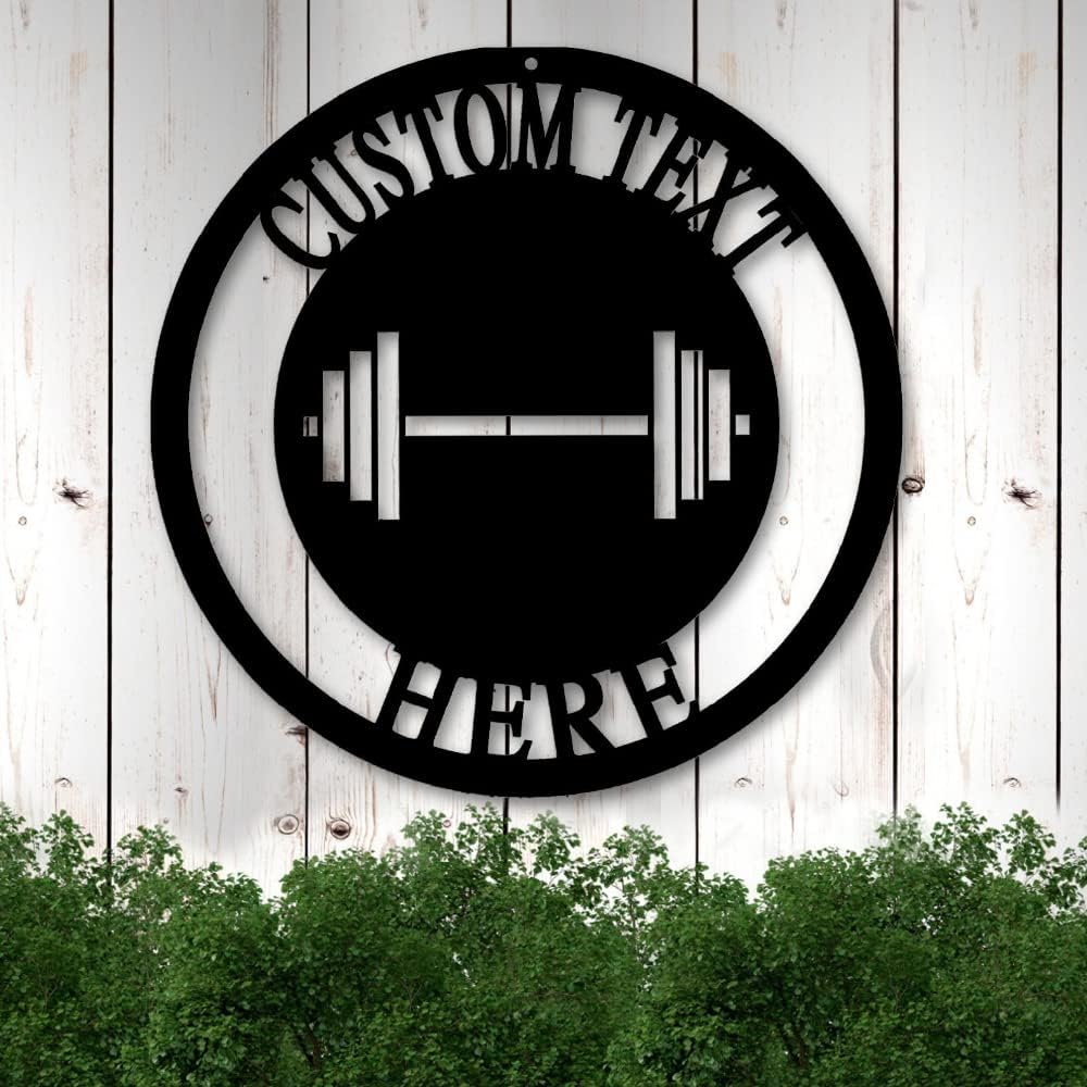Custom Gym Metal Sign Personalized Workout Room Powerlifting Decor, Home Fitness Motivational Garage Center Wall Art, Gift for Women, Men, Dad, Papa, Grandpa, Mother, Sister, Girls, Modern Design
