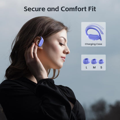 Wireless Earbuds, Bluetooth 5.4 Headphones, True Wireless Stereo Earphones with IPX7 Waterproof, Noise Cancelling Mic, Fast Charging and Comfort Fit Ear Buds for Sports/Workouts - Purple