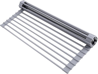 Ohuhu Roll Up Dish Drying Rack, Over The Sink Multipurpose Roll-Up Dish Racks, 16.5" W x 13" L Rolling Heat-Resistant Anti-Slip Silicone Coated Dish Drainer Portable Foldable for Kitchen Counter