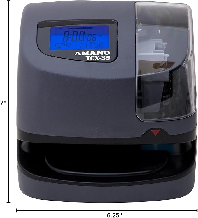 AMANO TCX-35 Time Clock Starter Pack, Includes Card Rack and 100 Time Cards, Electronic Punch Clock for Small Business, Made in USA (Bundle)