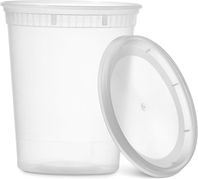 48 Pack Plastic Deli Containers with Lids (16, 32 oz 24 Each) - Food Storage Containers with Lids - Clear Disposable Meal Prep Containers, BPA Free, Stackable, Leakproof, Microwave and Freezer Safe