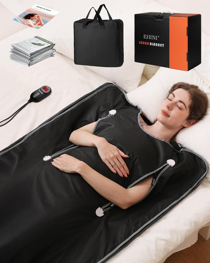 Infrared Sauna Blanket-Sauna Blanket for Home Use, Portable Design for Relaxation and Detoxification Highest 176℉, 20-60 Minutes Timer, 6 ft x 2.65 ft（Pitch-Black）