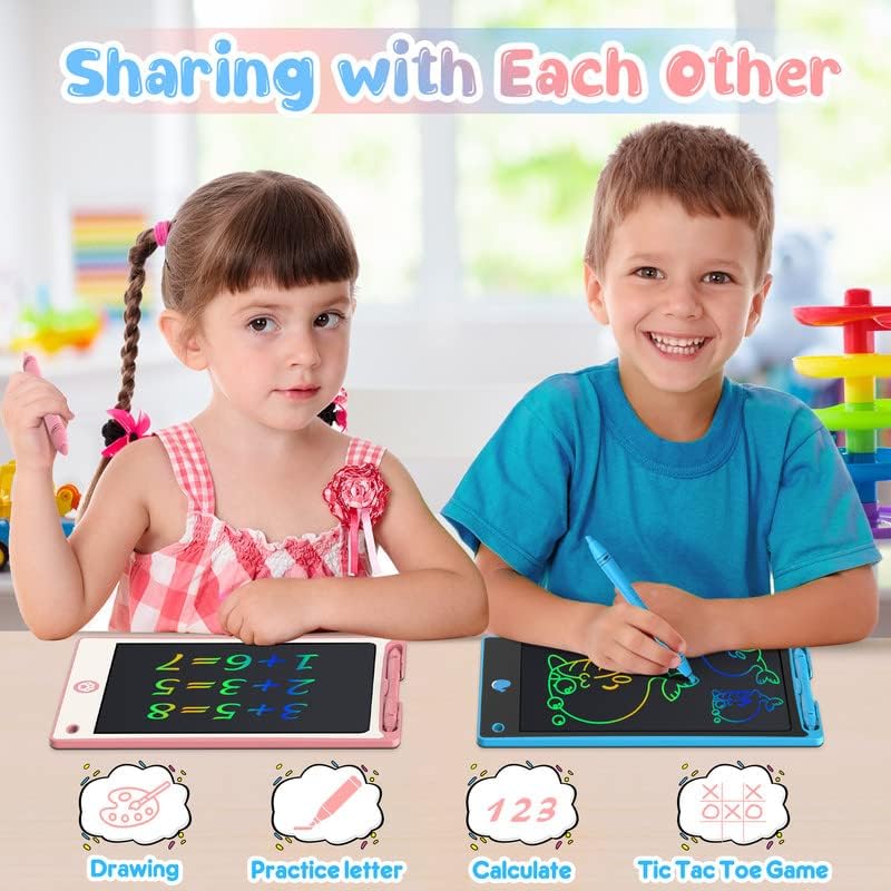 Hockvill LCD Writing Tablet for Kids 8.8 Inch, Toys for Girls Boys Drawing Pad for 3 4 5 6 7 Year Old Kid, Toddler Magnetic Doodle Board Travel Essential Christmas Birthday for Children BluePink