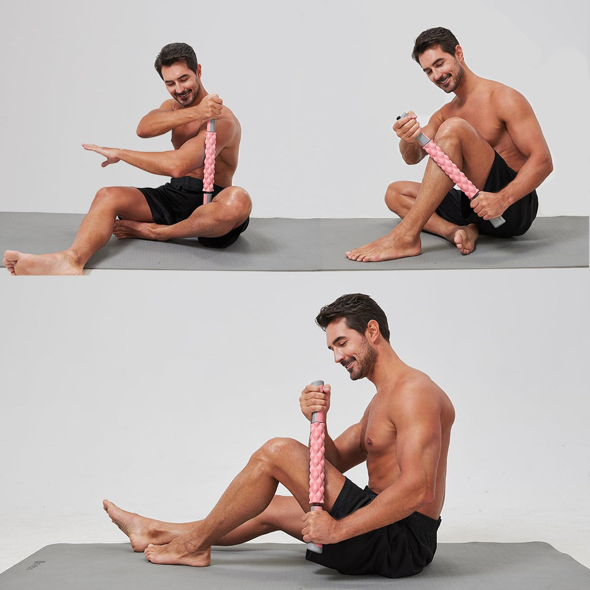 Muscle Roller, Soft Pink, EVA Material, Massage Roller Stick for Athletes and Office Workers, Relieves Muscle Tension and Pain-Body-Building apparatu
