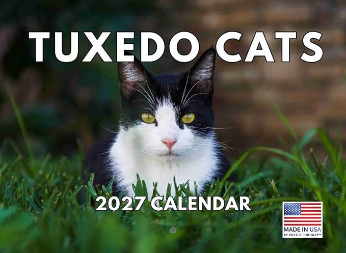 Tuxedo Cat Calendar 2027 Monthly Wall Calender 12 Month