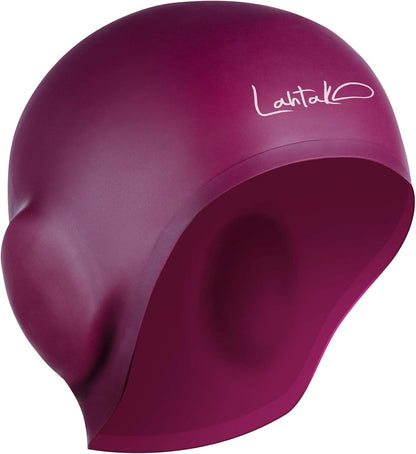 3D Swim Caps - Ear Protection Swimming Cap for Women & Men - Silicone, Waterproof - Fits Long & Short Hair - Adult & Youth