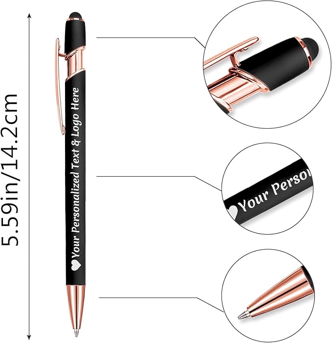 STREADVE 200 Personalized Custom Pens Engraved Writing Pen with Name Logo, Customized Promotional Items Stylus Pen Gifts for Men Women Realtor Nurse Wedding Business, Green
