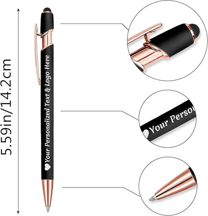 STREADVE Personalized Custom Pens 10 Engraved Writing Pen with Name Logo, Customized Promotional Items Stylus Pen Gifts for Men Women Realtor Nurse Wedding Business, Blue