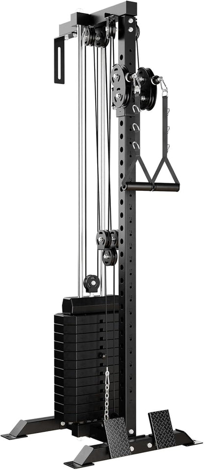 Mikolo Wall Mount Cable Station, Cable Crossover Machine with Dual Pulley System and 18 Adjustable Positions for Home Gym Fitness Equipment