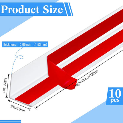 Sasylvia 10 Pcs Wall Corner Protector Guards, 3/4 x 48 Inches Self Adhesive Vinyl Corner Trim Molding, Avoid Scratching Scuffs, Ease Install & Cleaning for Door Countertop Furniture Protection