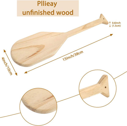 Pllieay 15 Inch Wooden Paddle, Unfinished Solid Pine Paddle with Oar Shape, Natural Color Wood Greek Paddle Craft, Great for Craft Lovers