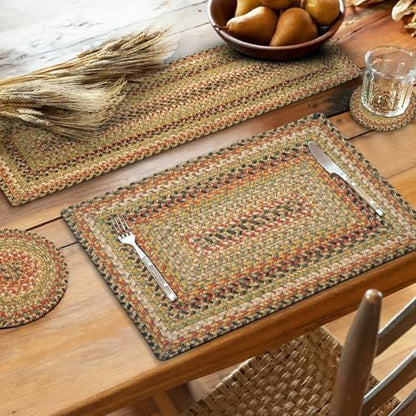 Homespice Kingston Braided Placemats for Country Decor, Round 15" Set of 2